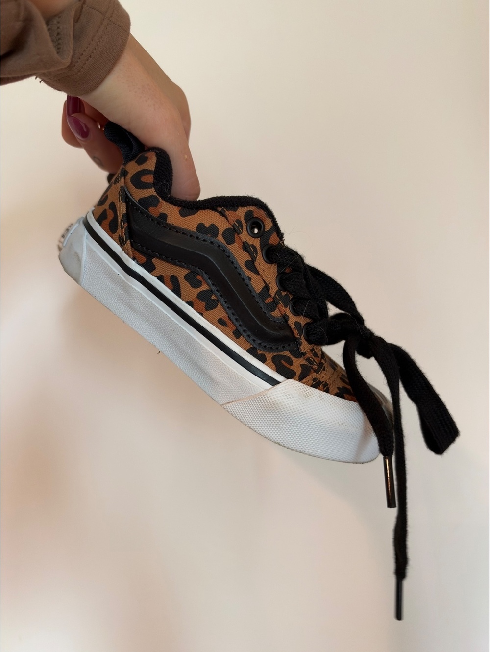Vans Old Skool Leopard Print Sneakers Kids Size 10 Brown Black